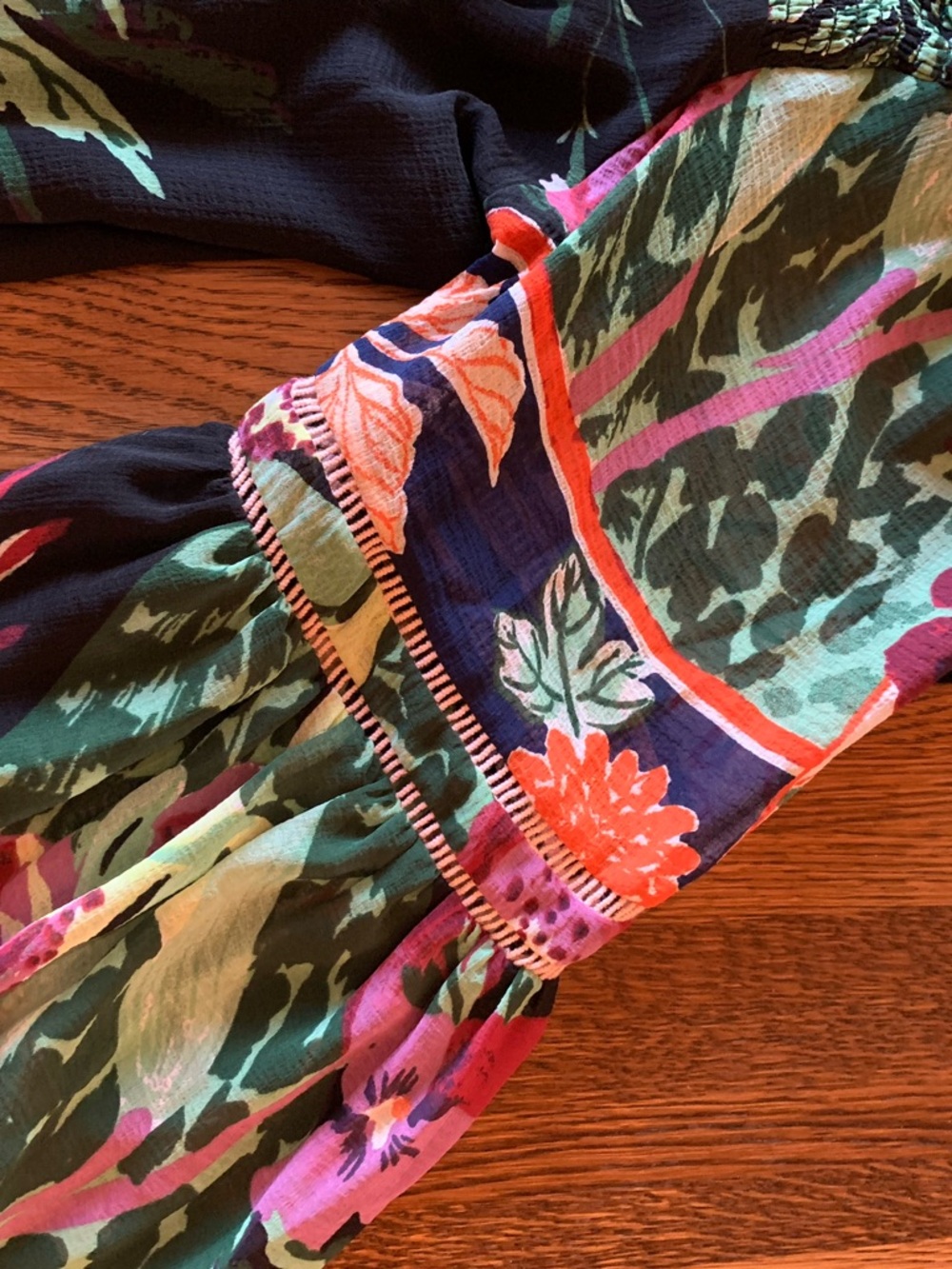 Anthropologie Multicolor Floral Patchwork Off-Shoulder Blouse - Picture 6 of 9
